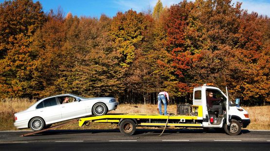 A car taht is being recovered by our team 